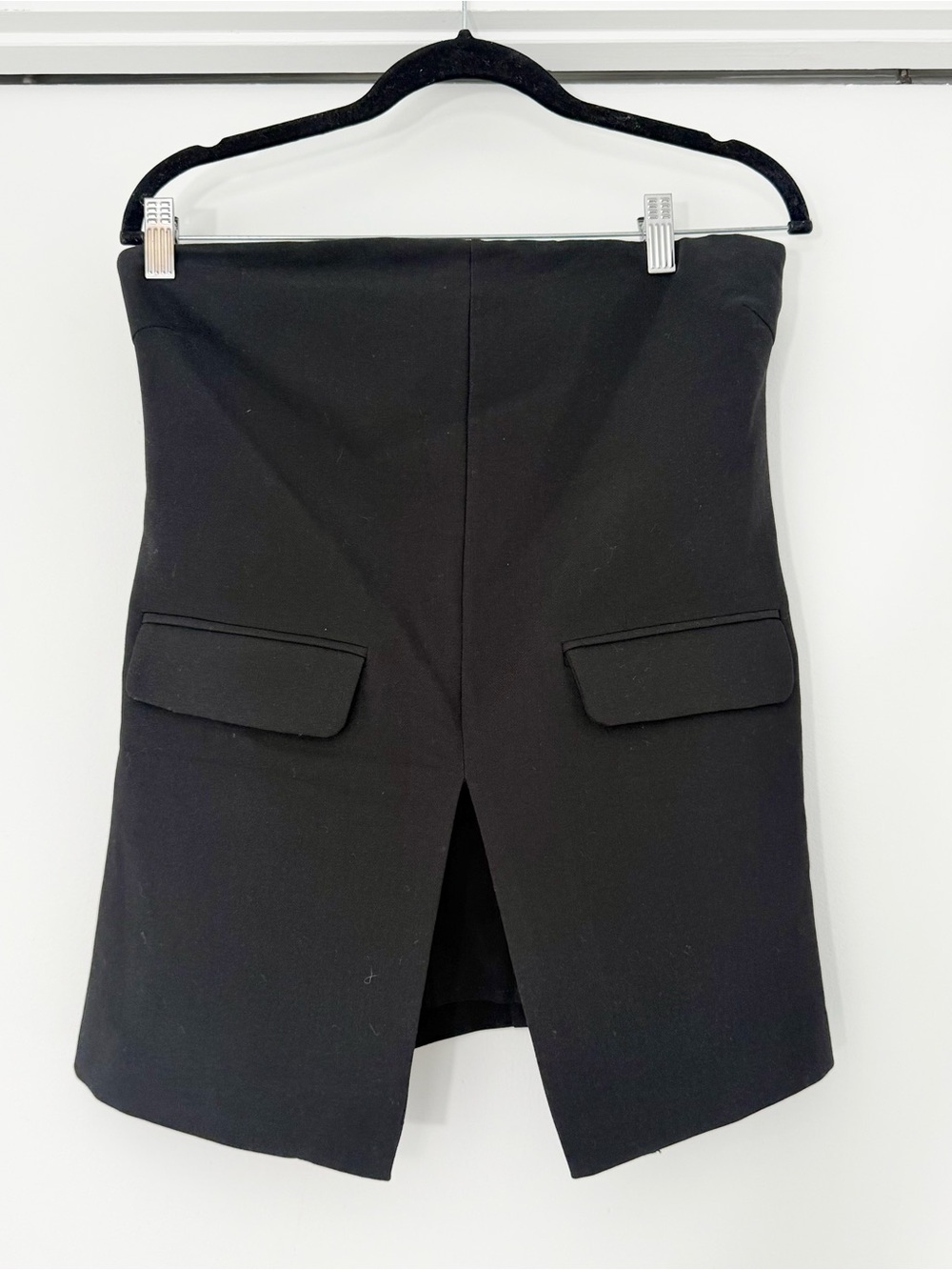 Dissh Strapless Back Slit Front Pockets Tailored Top Sz 6 Minimalist Office